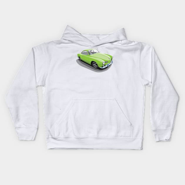 karmann ghia in light green Kids Hoodie by candcretro